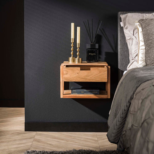 Giga Meubel Nachtkastje Zwevend Frame - Naturel Hout - 39x25x27cm - vtwonen shop