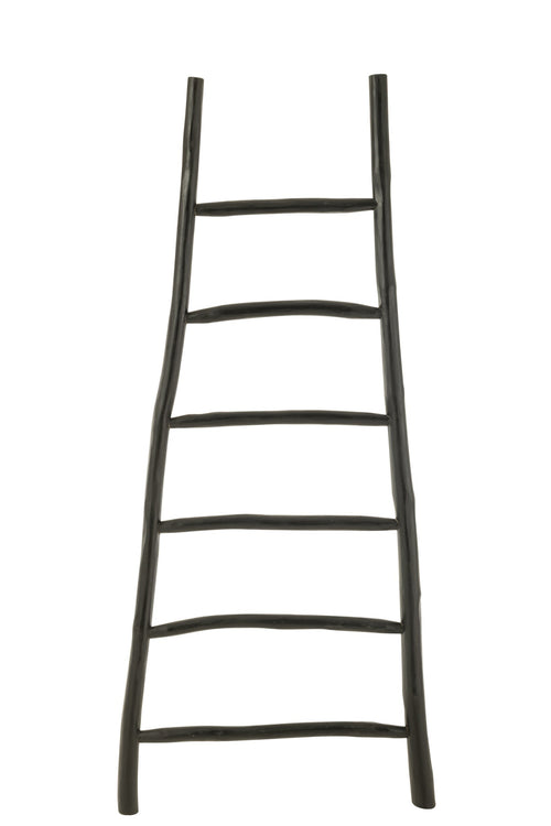 J-Line decoratie Ladder 6 Stappen Teak - hout - zwart