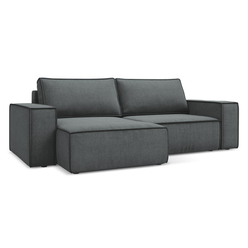 LaMiaSofa hoekbank links Livorno - textuurstof - grijs - 257x148x82