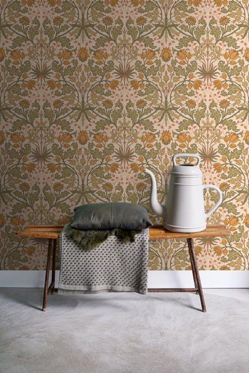 ESTAhome behang vintage bloemen in art nouveau stijl oranje 50 x 900 cm 131175