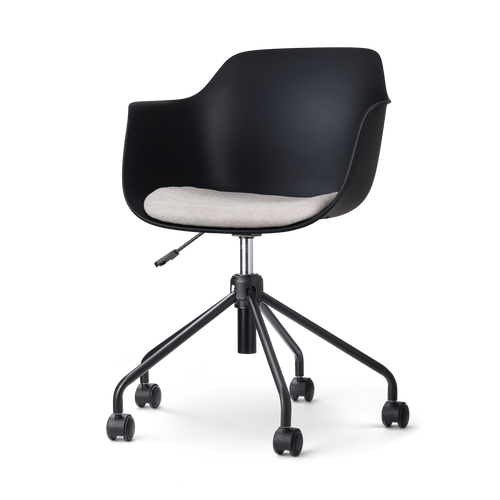 Nolon Nout-Liz Bureaustoel Zwart - Beige Kussen - Zwart Onderstel