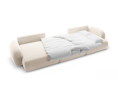 Cosmopolitan Design Converteerbare panoramische bank met opbergdoos Tonale 5-zits, chenille lichtbeige - 149x362x88cm
