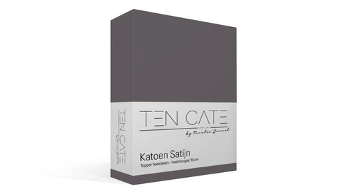 Ten Cate topper hoeslaken - 100% katoensatijn - 160x200 - antraciet