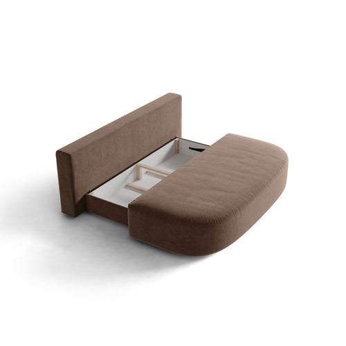 Cosmopolitan Design - Slaapbank met opbergdoos Sophia 3-zits, flueel chocolade - 110x202x89cm