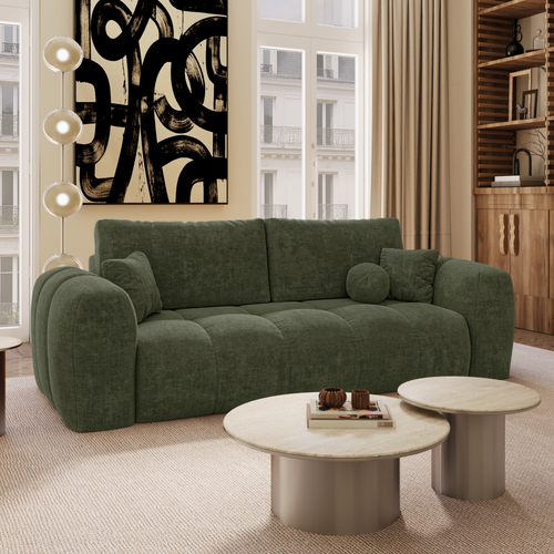 Premium Interiors - Slaapbank met opbergruimte SKY - kruisbinding vintage groen 260cm