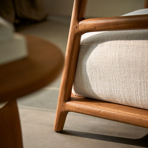 Tikamoon Fauteuil van massief mindi - Beige