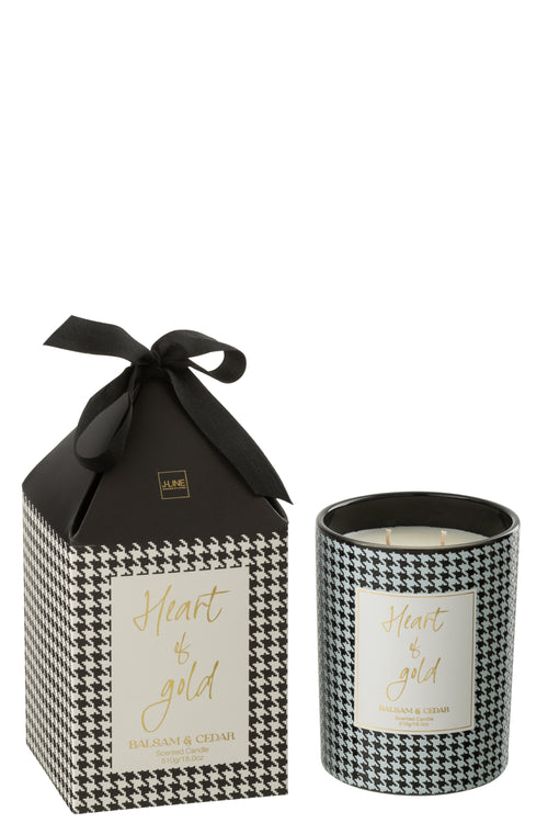 J-Line geurkaars Heart - glas - wit/zwart - large - vtwonen shop
