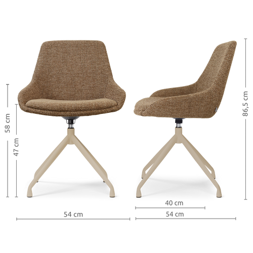Nolon Nola-Isa draaibare eetkamerstoel bruin blend beige onderstel