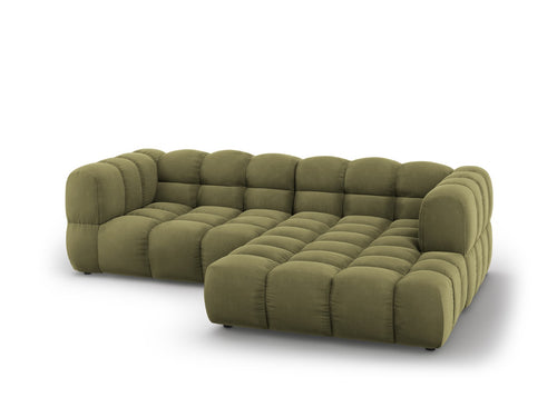 Cosmopolitan Design Modulaire hoekbank rechts Sky 3-zits, flueel, lichtgroen - 162x244x70cm