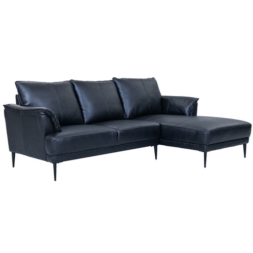 Furnhouse chaise longue bank rechts Soul - Zwart - Leer - 155x233x88