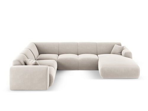 Cosmopolitan Design Panoramische hoekbank links Nolio 6-zits, flueel lichtbeige - 252x342x72cm