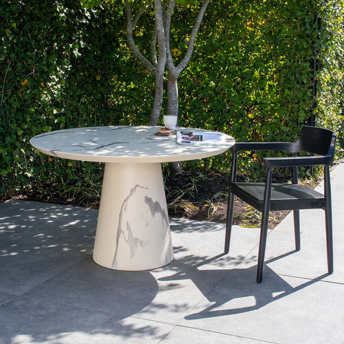 DÉJA Living Tuintafel Flen - Marmerlook - Rond - 120x120x76cm - vtwonen shop