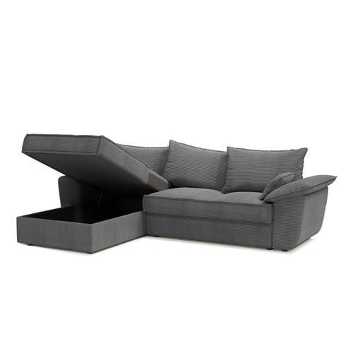 Sia Home - Hoekbank links SASHA - Corduroy - Antraciet grijs - 257cm - vtwonen shop