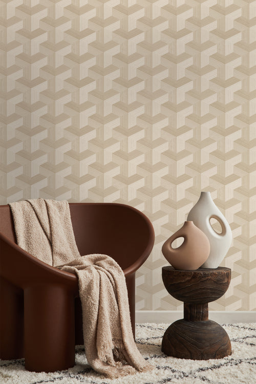 Origin Wallcoverings behang grafisch 3D motief beige - 50 x 900 cm - 348001 - vtwonen shop
