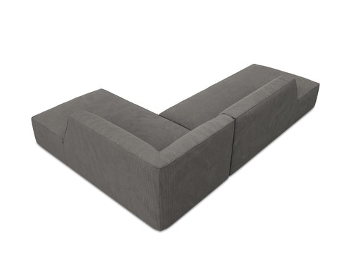 Micadoni rechter hoekbank Ruby 4-zits, ribfluwelen, donkergrijs - 180x273x69cm