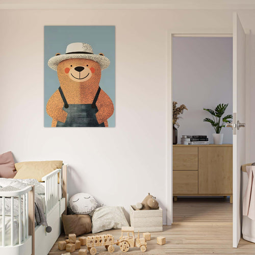 Artfulprints Poster Beer op de boerderij   - 50x70 cm - Bruin