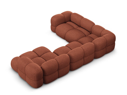 Cosmopolitan Design Panoramische hoekbank links Loretto 5-zits, structurele stof koraal - 250x345x68cm