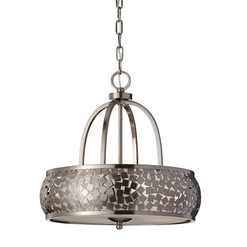 Elstead Zara - Cilindrische hanglamp 4-lichts geborsteld staal met zilverkleurige stof, E27