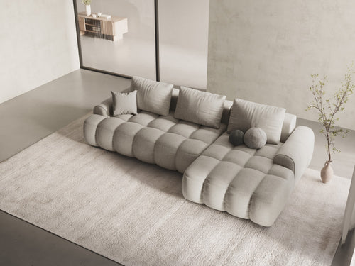 Cosmopolitan Design Converteerbare hoekbank rechts met opbergdoos Linz 3-zits, structurele stof beige - 142x275x84cm