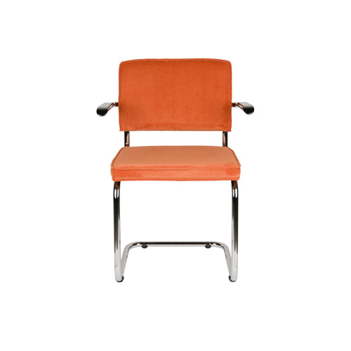 Zuiver Ridge Rib Eetkamerstoelen Armleuning Oranje - Set van 2