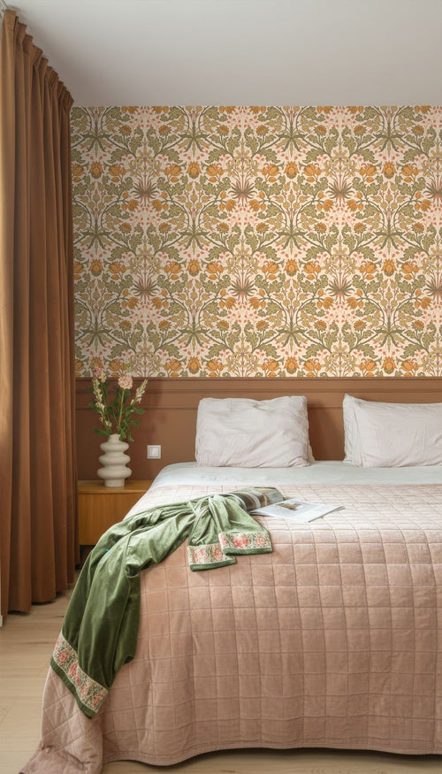 ESTAhome behang vintage bloemen in art nouveau stijl oranje 50 x 900 cm 131175