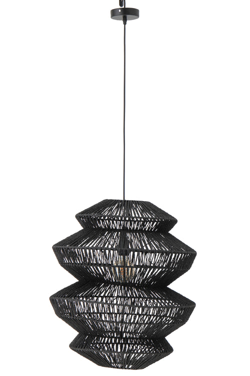 J-Line hanglamp Touw - metaal - zwart - large