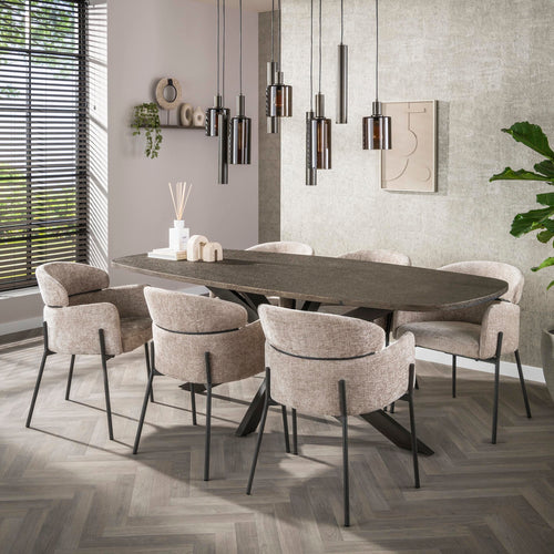 Giga Living Eettafel Bronvik - Deens Ovaal Brons Metaal - 215cm