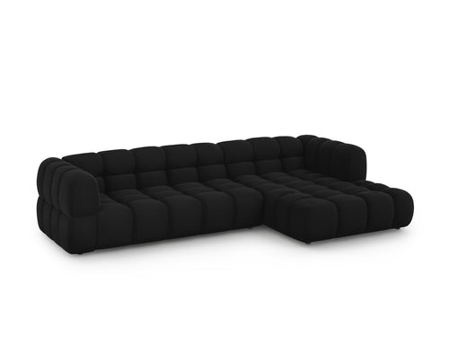 Cosmopolitan Design Modulaire hoekbank rechts Sky 4-zits, flueel, zwart - 162x300x70cm
