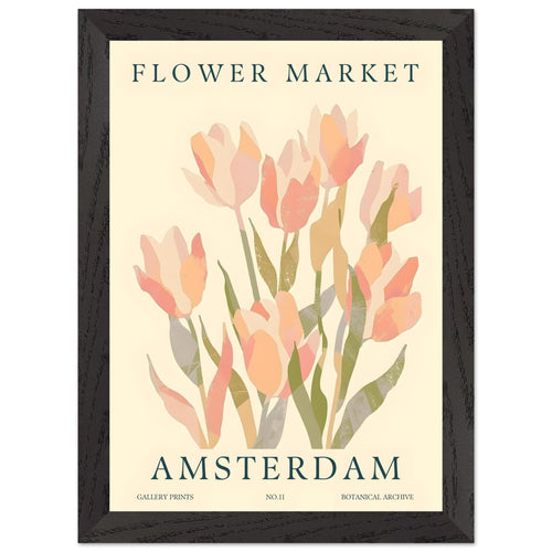 Artfulprints Poster met Lijst Flower market - Amsterdam III   - A4 21x29.7 cm - Roze