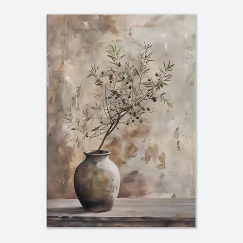 Artfulprints Canvas Rustic olive vase canvas - 80x120 cm - beige