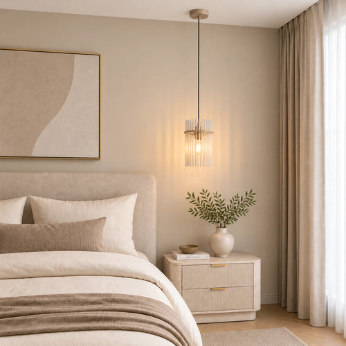 Searchlight hanglamp Swizzle - 1 lichts - 20  x 120   cm - beige