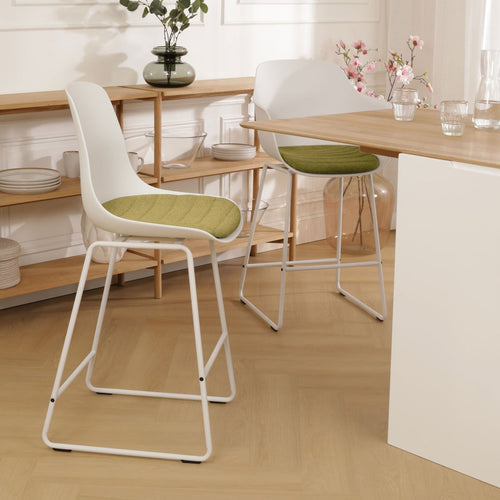 Nolon Nino-Liv Barkruk Wit met Mosgroen Zitkussen  Wit Onderstel 65 Cm