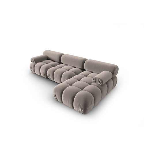Cosmopolitan Design - Modulaire hoekbank rechts Cortina 4-zits, flueel cappuccino - 155x282x70cm