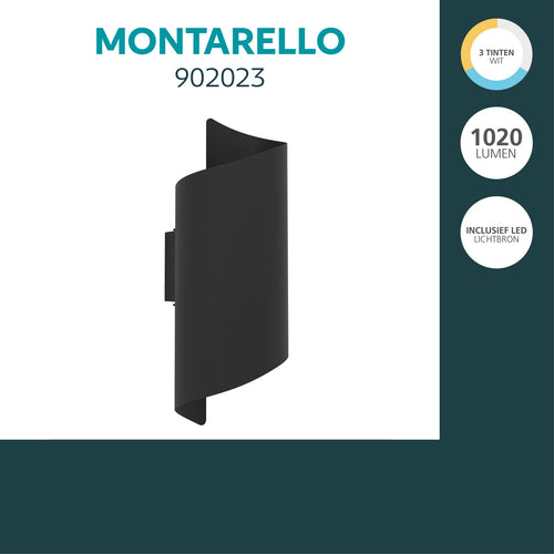 EGLO Wandlamp buiten Montarello - LED - Zwart
