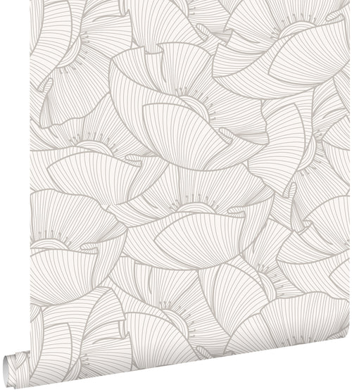 ESTAhome behang klaprozen grijs en wit - 53 cm x 10.05 m - 139704 - vtwonen shop