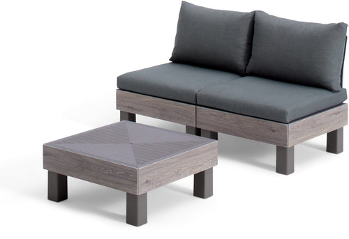 Keter Signature Elements Balkonset - 2 personen - met groene kussens - Cappuccino/Ashwood