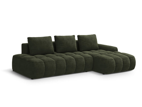 Cosmopolitan Design Converteerbare hoekbank rechts met opbergdoos Linz 3-zits, flueel groente - 142x275x84cm
