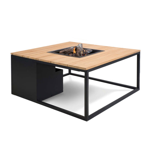 Cosi Fires Cosiloft lounge vuurtafel 100 cm zwart - teak top