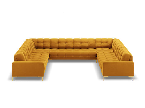 Cosmopolitan Design Panoramische bank Bali 9-zits, flueel, geel - 256x327x75cm