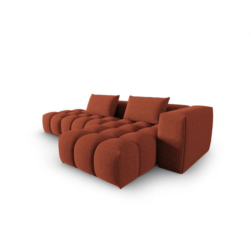 Cosmopolitan Design - Modulaire hoekbank rechts Verona 4-zits, structurele stof koraal - 145x265x70cm