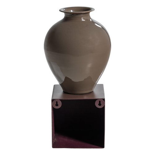 WOOOD wanddeco set vaas/kubus Numo - Metaal - Bruin - 39x19x19