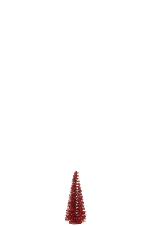 J-Line decoratie Kerstboom Glitter - kunststof - rood - small
