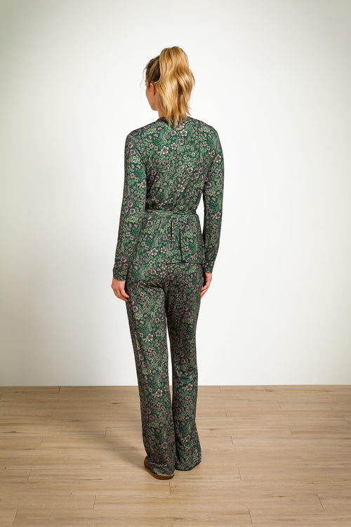 Pip Studio - Blake Pyjama Broek Dames - Daisy Dreams - Groen - XXL