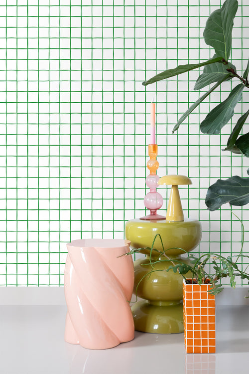 ESTAhome behang geblokt motief groen en wit - 50 x 900 cm - 131273 - vtwonen shop