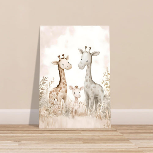 Artfulprints Poster Giraffen familie   - 50x70 cm - Taupe