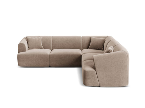 Cosmopolitan Design Symmetrische modulaire hoekbank Campi 6-zits, flueel donkerbeige - 255x255x70cm