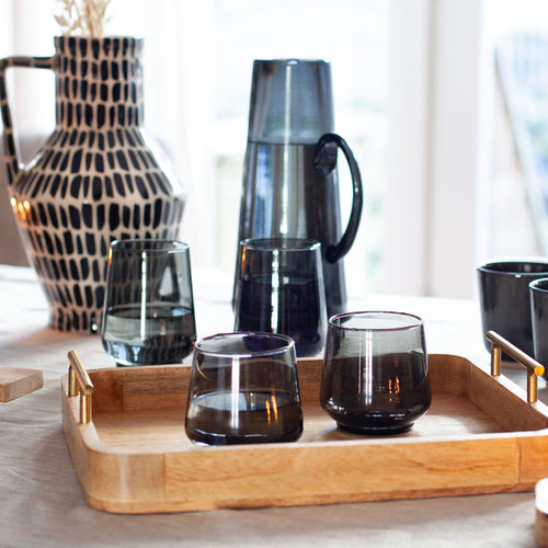 Return to Sender Glas 250 ml antraciet grijs - set van 2- stapelbaar - handgeblazen - vtwonen shop