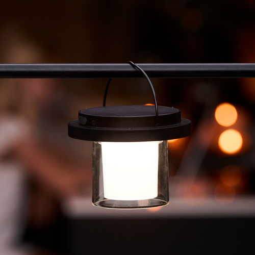 Lighto | Tafellamp zwart met rookglas solar voor buiten | Dimbaar | Oplaadbaar | Werkt op zonne-energie