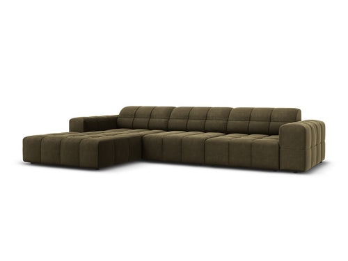 Cosmopolitan Design linker hoekbank Chicago 4-zits, flueel groente - 167x294x78cm