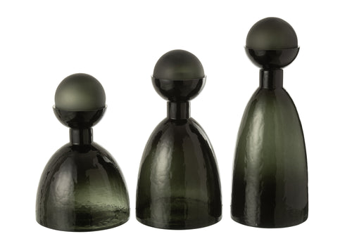 J-Line vaas Fles + Dop Adria - glas - donkergroen - large - 43 cm hoog - vtwonen shop